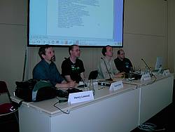 Henry Lowood, Simon Carless, Andreas Lange, Karsten Huth (left to right)